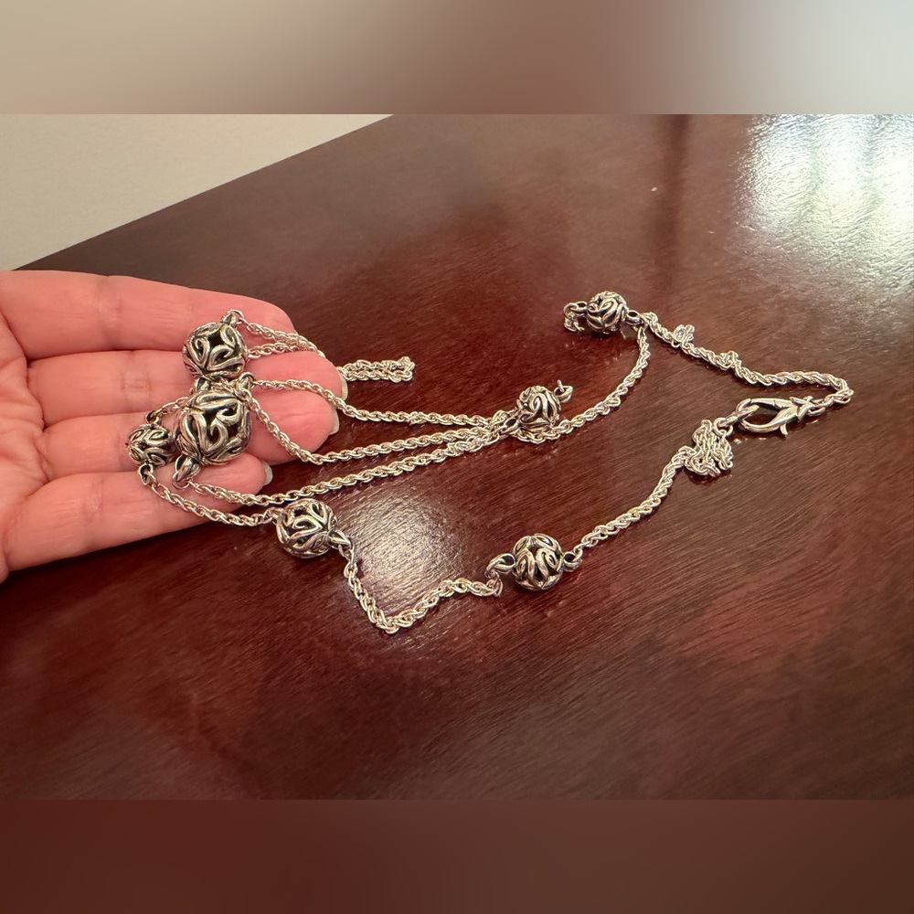 Ann king sterling silver ball station Necklace approximately 34inch 43 grams